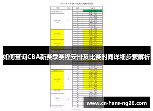 如何查询CBA新赛季赛程安排及比赛时间详细步骤解析